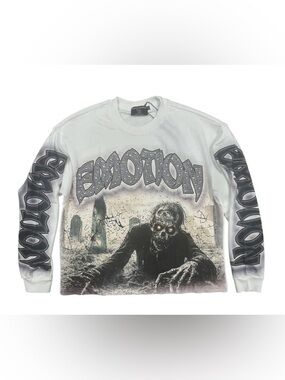 MIXED EMOTION white Resurrection gothic Long Sleeve Tee in White and Black